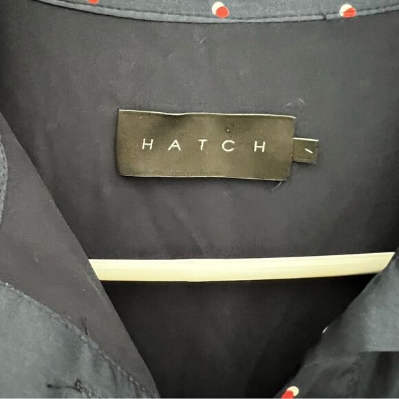 HATCH Satin Long Sleeve Polka Dot Navy Blue Maternity Shirt Dress Sz Small - Picture 11 of 11